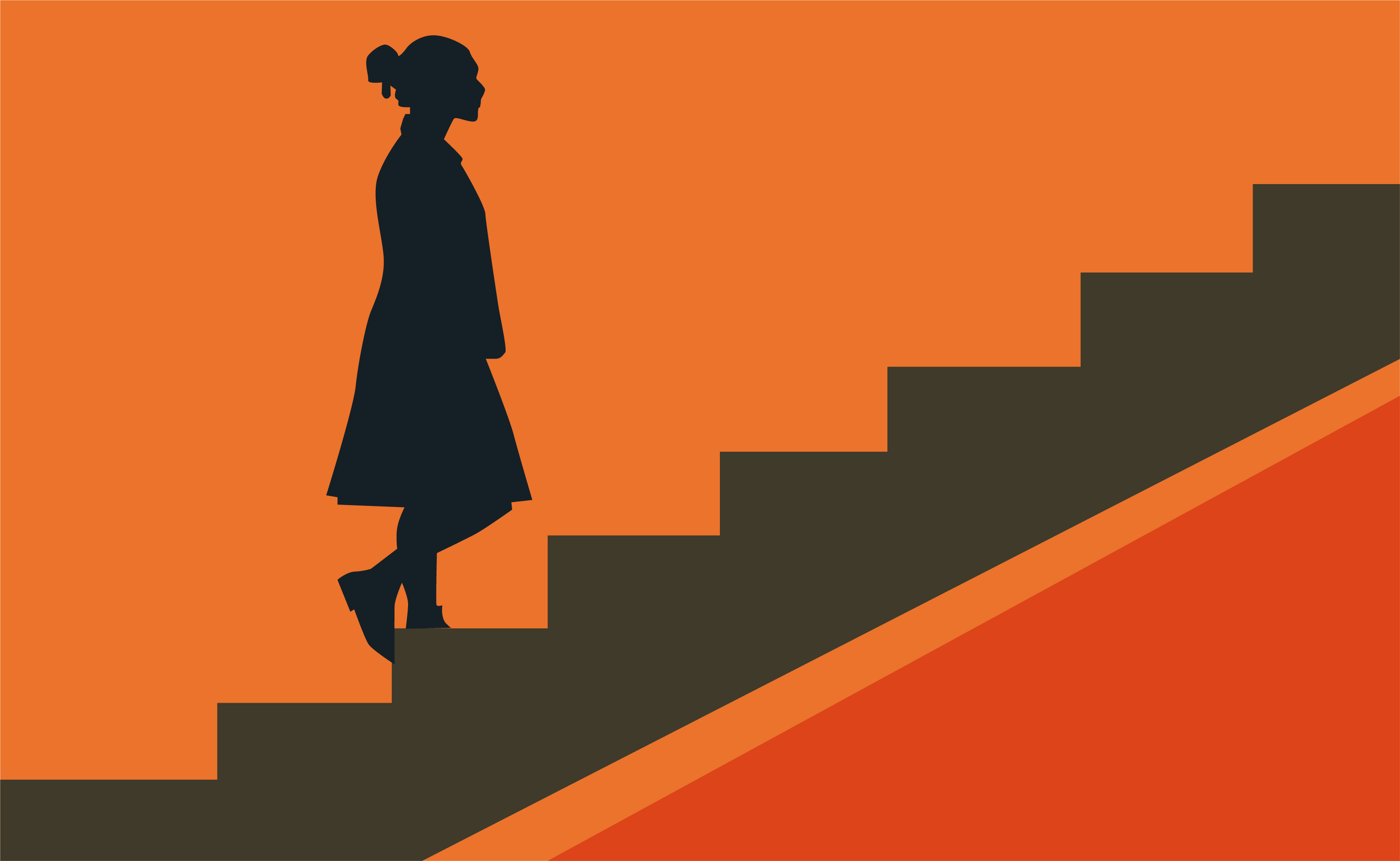 woman walking up some stairs to reflect the title of "woman just get on with it?"